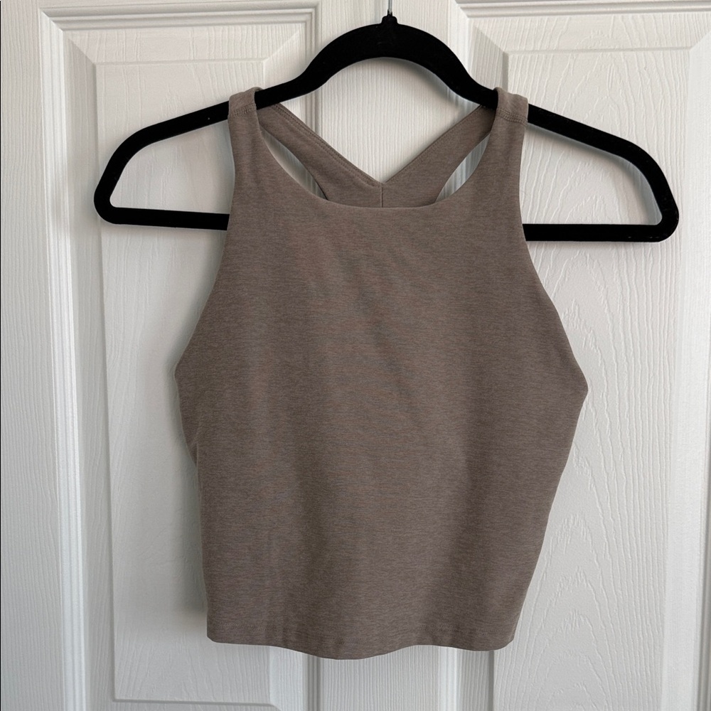Beyond Yoga Cropped Tank Top - Taupe/Beige SZ MED